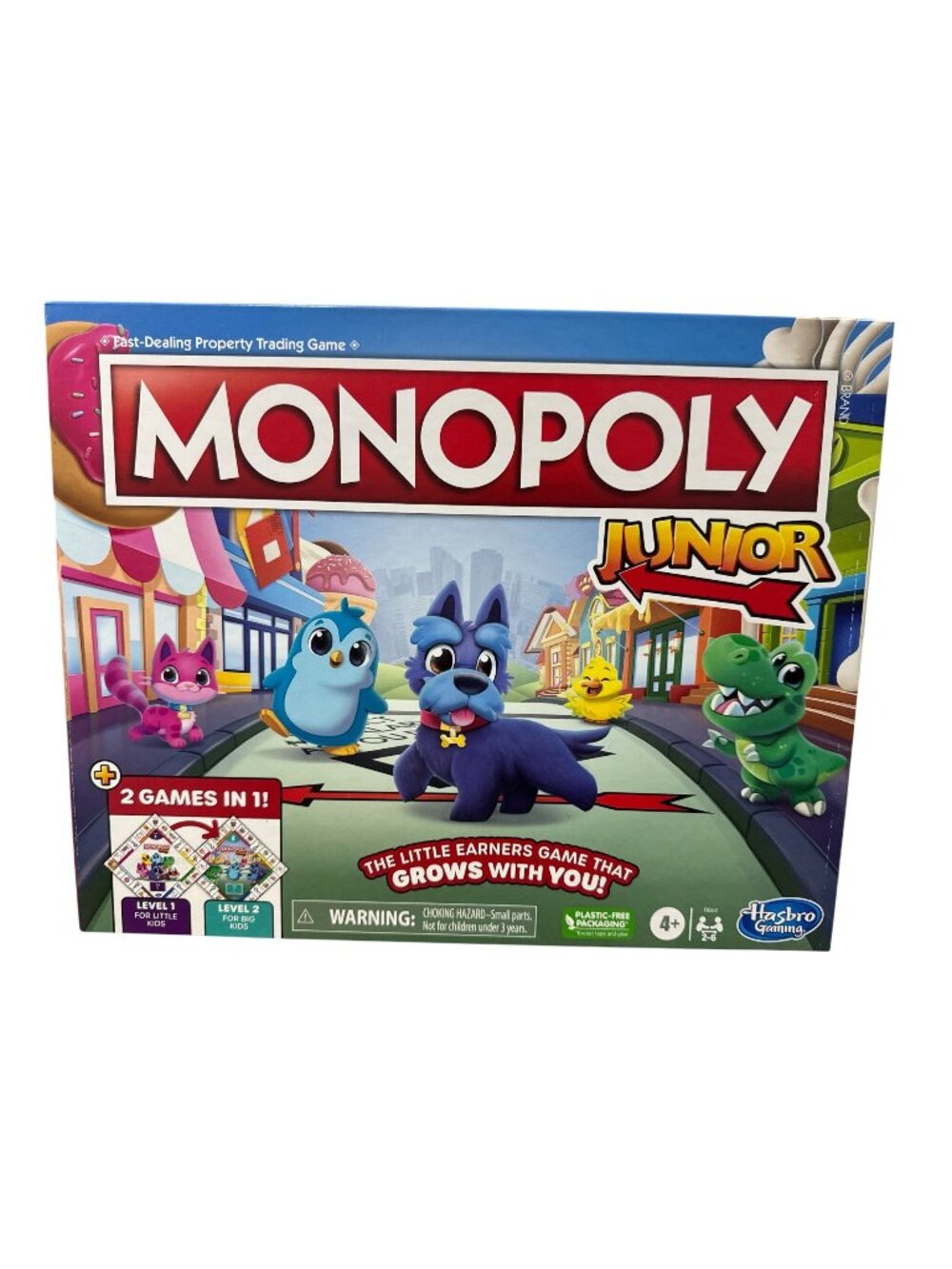 Monopoly Junior Board Game For Kids Ages 4+ With 2 Levels Of Play Educational Fo